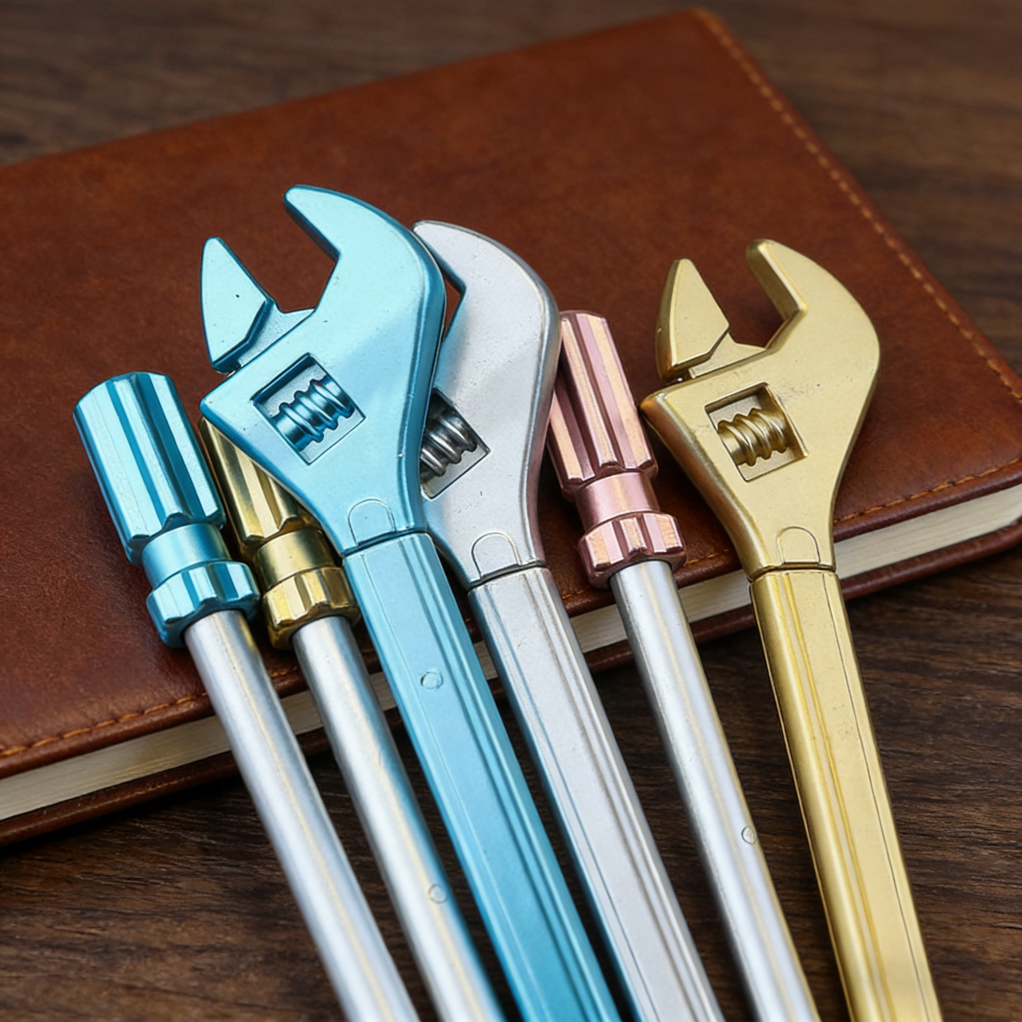 Creative plastic wrench-shaped ballpoint pen for students, a relaxing and stress-relieving pen, a student gift pen.